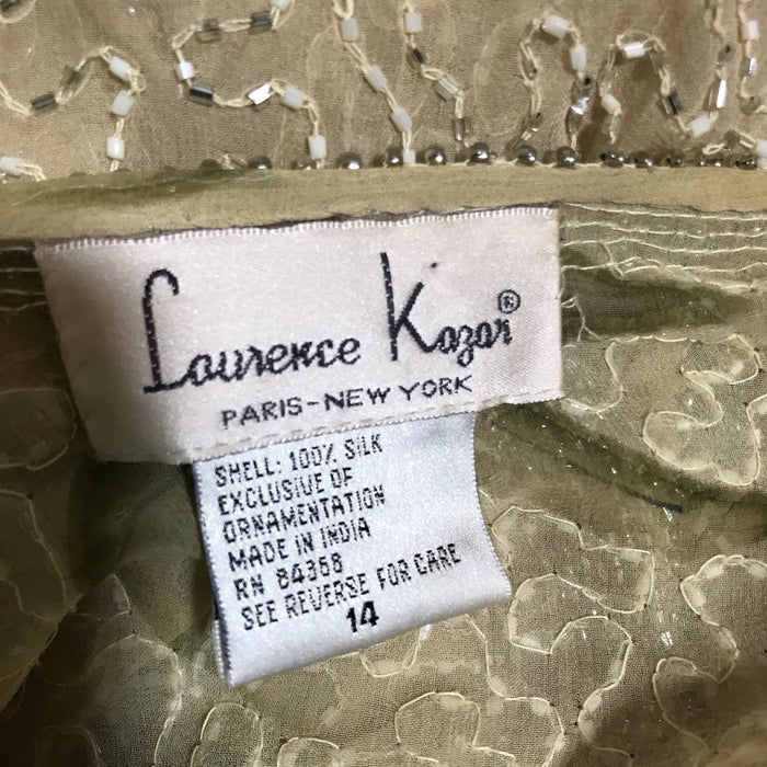 1930s Style Creme Colored Silk Dress and Jacket Hand Painted and Beaded circa 1990s