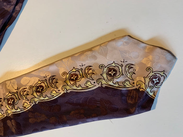Filigree Print Plum and Pale Rose Silk Men's Tie circa 1940s