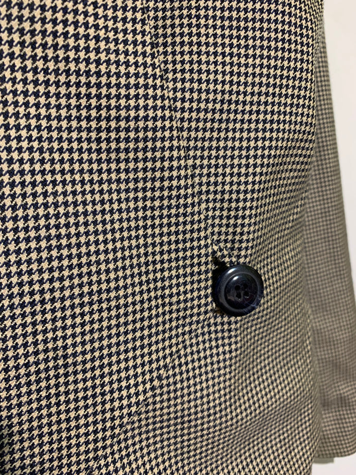 Houndstooth Checked Grey and Black Suit with Long Pencil Skirt Button Slit circa 1980s