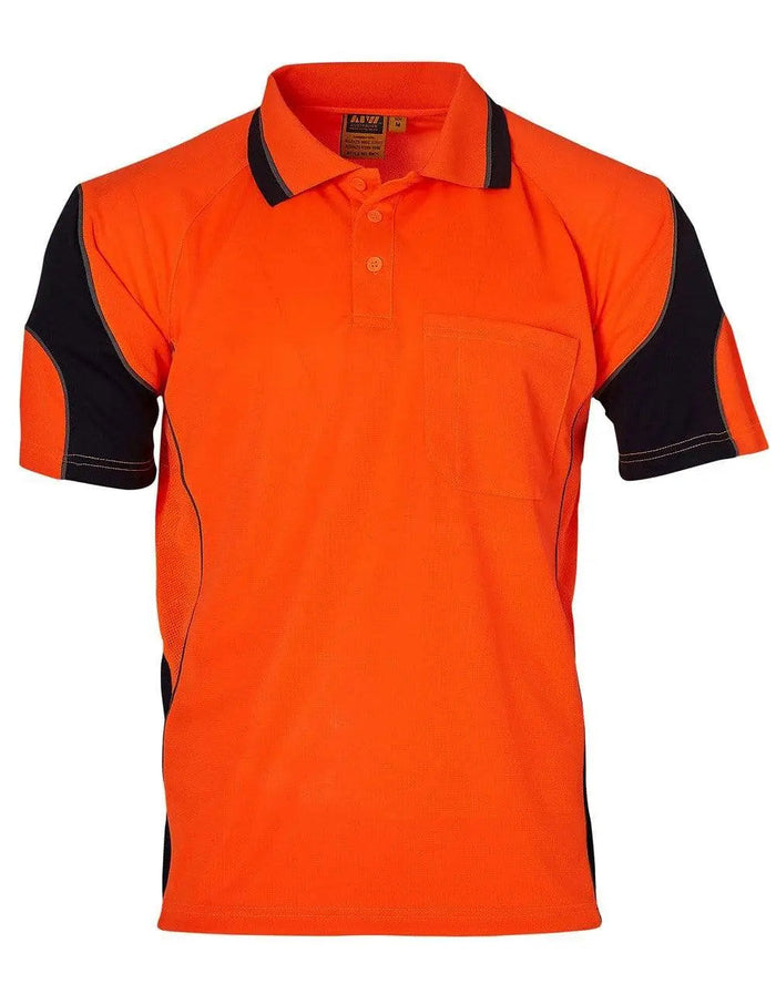 Aiw Alliance Short Sleeve Safety Polo - Unisex  SW71 Work Wear Australian Industrial Wear Orange/Navy 2XS