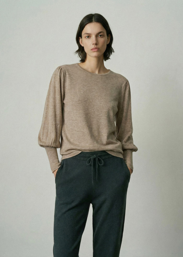 Aleger 071 Always Bell Sleeve Top - Beige Apparel > Women > Clothing > Knitwear > Knit Tops > Bell Sleeve Knit Tops > Aleger Hyde Boutique