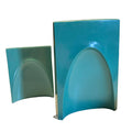 MCM Aqua Blue Plastic Bookends Set 2 Sizes 1960s