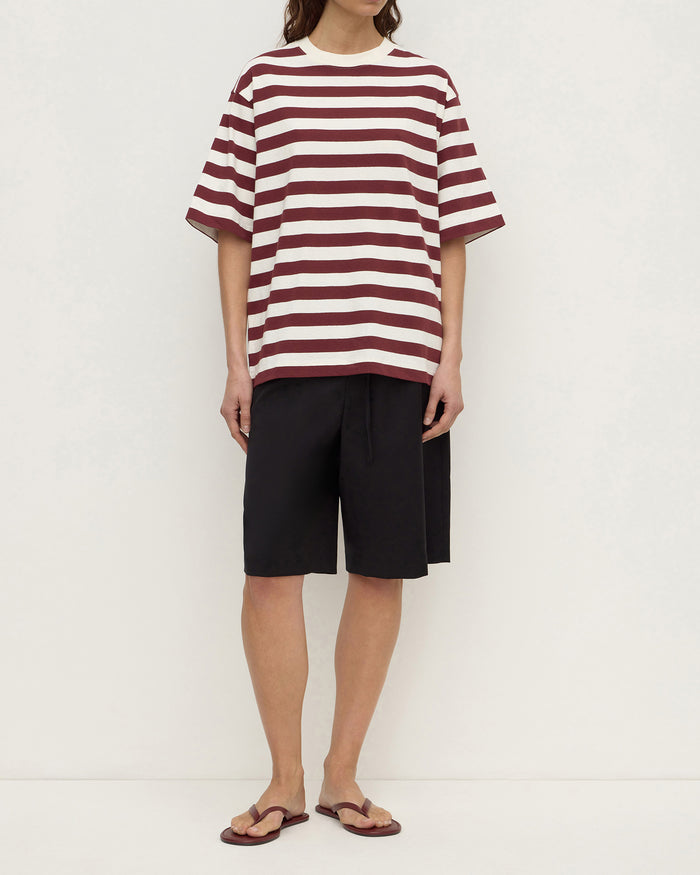 Assembly Label Arla Stripe Short Sleeve Tee - Dark Raisin Cream Stripe Hyde Boutique