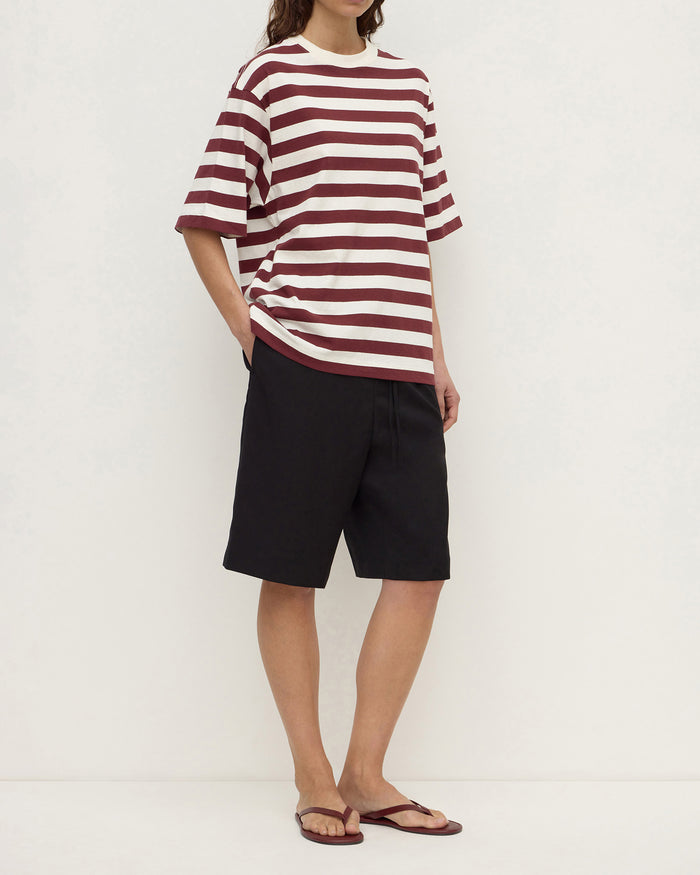 Assembly Label Arla Stripe Short Sleeve Tee - Dark Raisin Cream Stripe Hyde Boutique