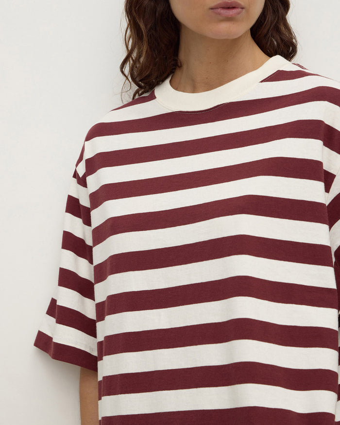 Assembly Label Arla Stripe Short Sleeve Tee - Dark Raisin Cream Stripe Hyde Boutique