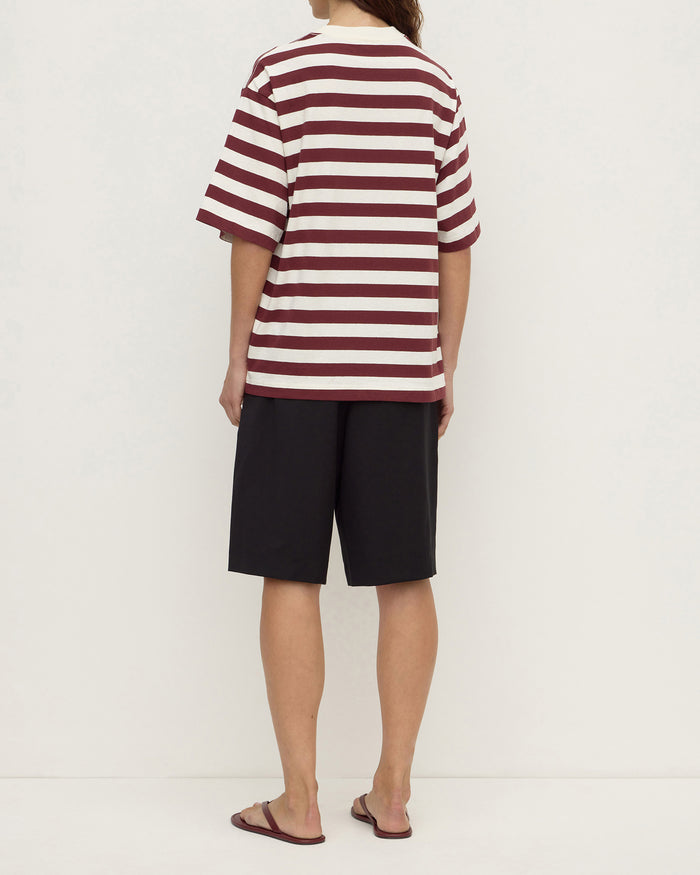 Assembly Label Arla Stripe Short Sleeve Tee - Dark Raisin Cream Stripe Hyde Boutique