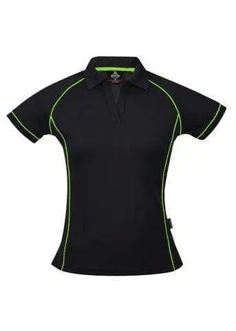Aussie Pacific Ladies Endeavour Polo Shirt 2310 Casual Wear Aussie Pacific Black/Fluro Green 6