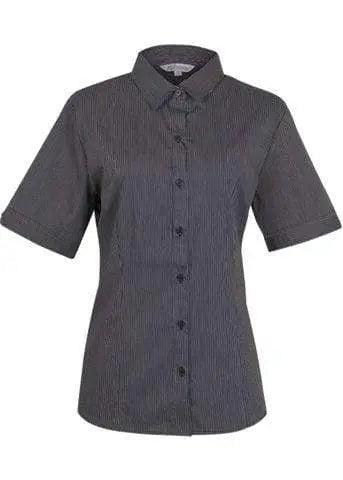 Aussie Pacific Ladies Henley Short Sleeve Shirt 2900S Corporate Wear Aussie Pacific Black/Silver 4