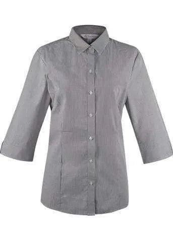 Aussie Pacific Ladies Toorak 3/4 Sleeve Shirt 2901T Corporate Wear Aussie Pacific Black/White 4