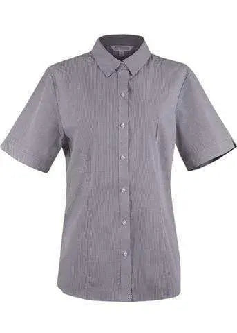 Aussie Pacific Ladies Toorak Short Sleeve Shirt 2901S Corporate Wear Aussie Pacific Black/White 4