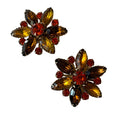 Autumn Hued Rhinestone Clip Earrings circa 1960s