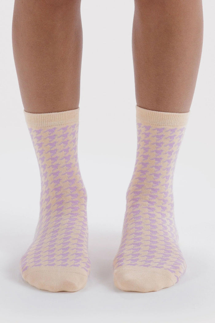 BAGGU Chaussettes Crew - Pink Houndstooth