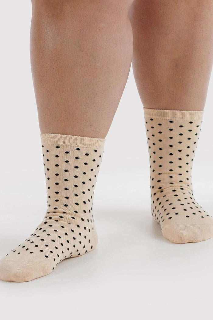 BAGGU Chaussettes Crew - Polka Dot Blanc et Noir