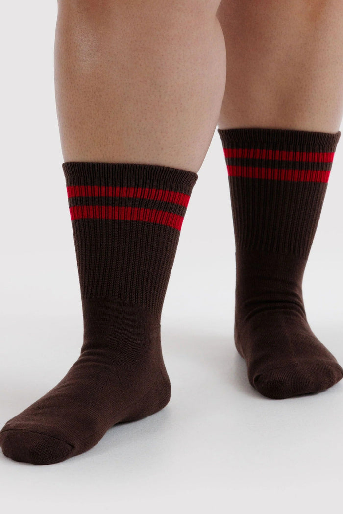 BAGGU Chaussettes Ribbed - Coffee Stripe