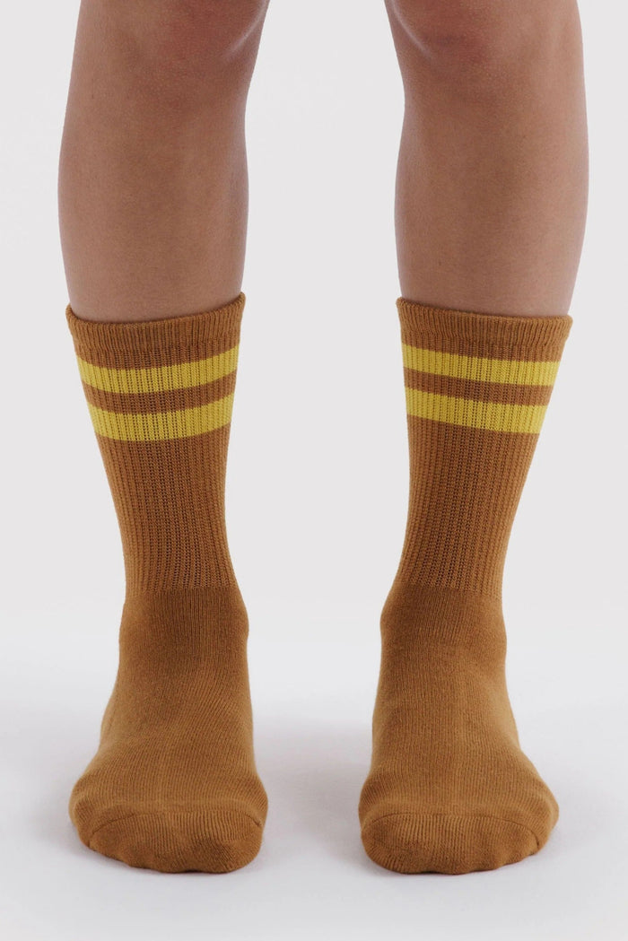 BAGGU Chaussettes Ribbed - Toffee Stripe