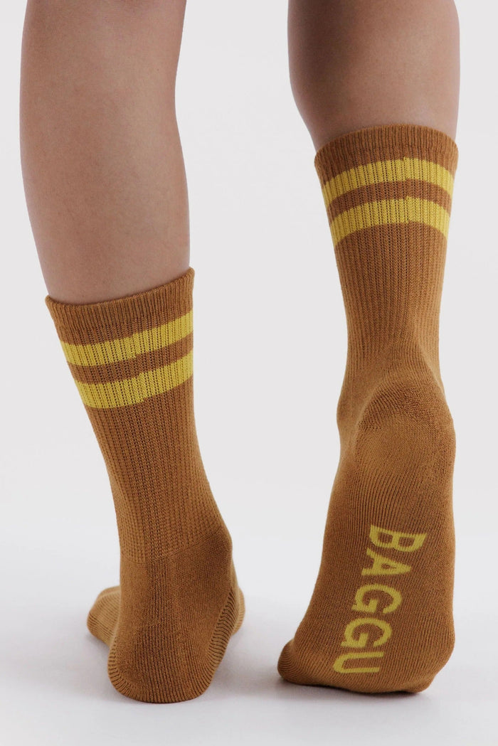 BAGGU Chaussettes Ribbed - Toffee Stripe