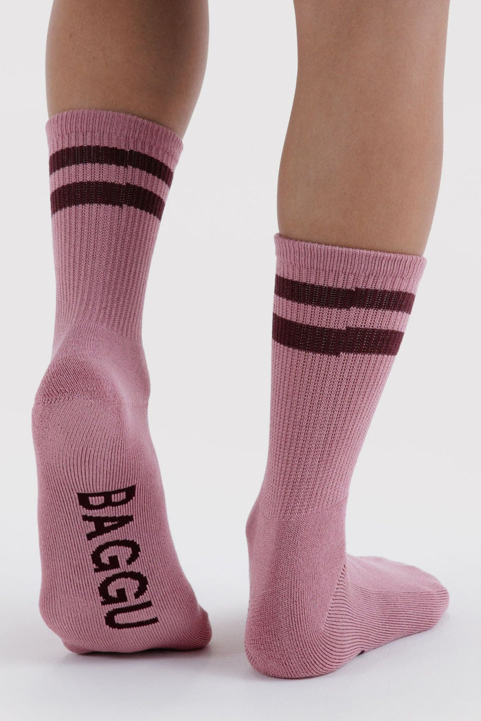 BAGGU Chaussettes Ribbed - Wild Plum Stripe