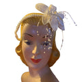 Beaded Lily Faux Pearl Bridal Headpiece circa 1980s