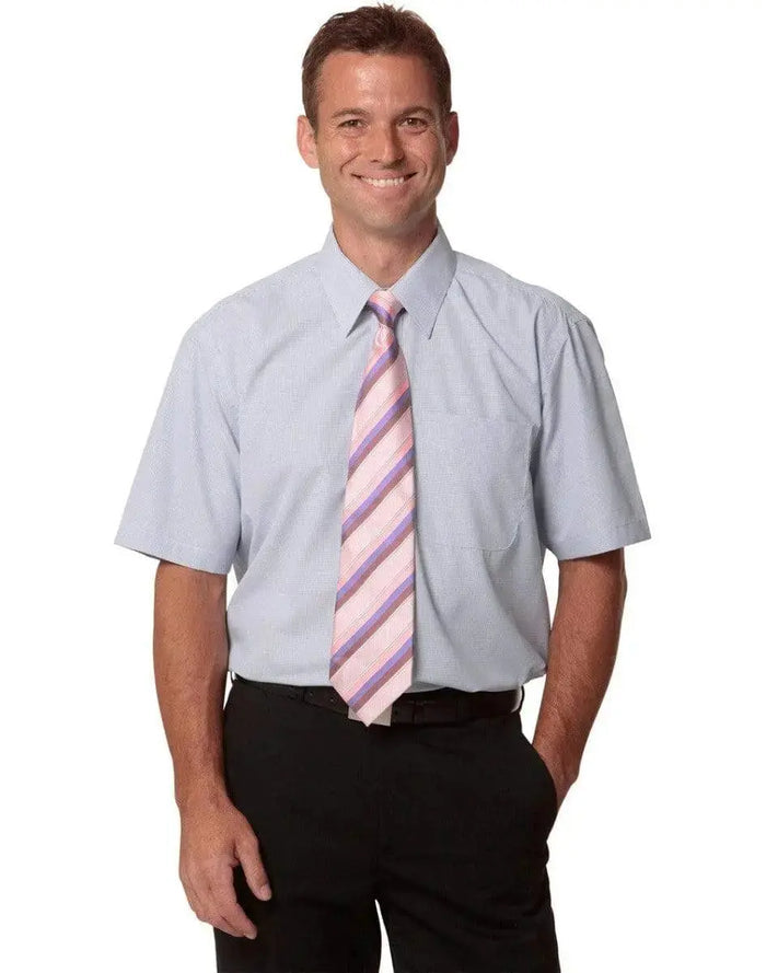 BENCHMARK Men's Mini Check Short Sleeve Shirt M7360S Metro Workwear.