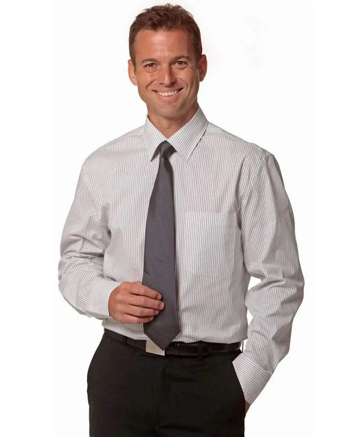BENCHMARK Men's Ticking Stripe Short Sleeve Shirt M7200S Metro Workwear.