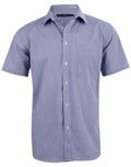 BENCHMARK Men’s Two Tone Gingham Short Sleeve Shirt M7320S Corporate Wear Benchmark Black/White/Navy XS