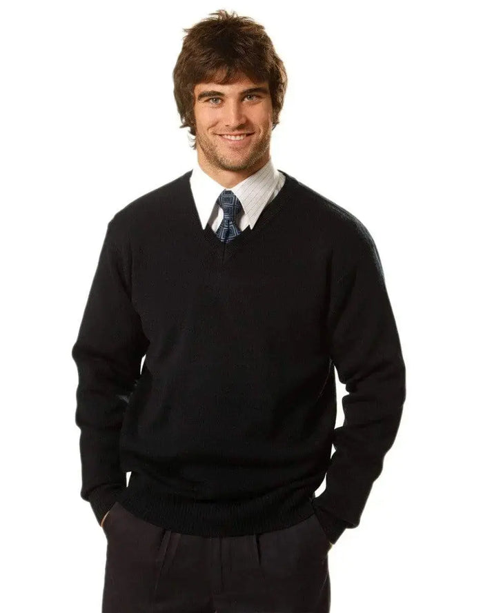 BENCHMARK V Neck Wool/Acrylic Knit Jumper WJ01 Metro Workwear.