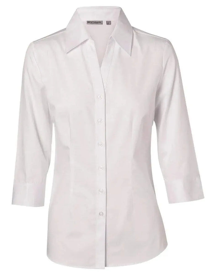BENCHMARK Women's Cotton/Poly Stretch 3/4 Sleeve Shirt M8020Q Metro Workwear.