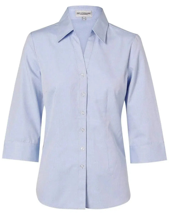 BENCHMARK Women's CVC Oxford 3/4 Sleeve Shirt M8040Q Metro Workwear.