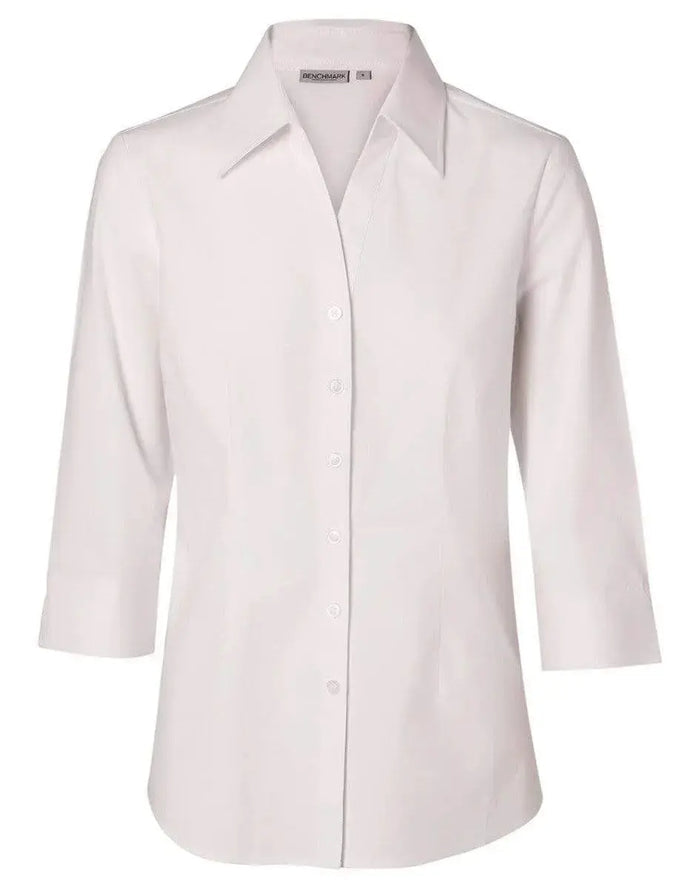 BENCHMARK Women's Fine Twill 3/4 Sleeve Shirt M8030Q Metro Workwear.