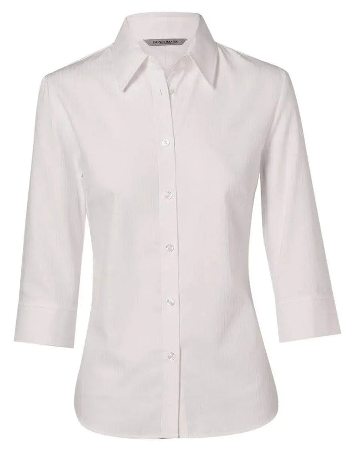 BENCHMARK Women's Mini Herringbone 3/4 Sleeve Shirt M8113 Metro Workwear.