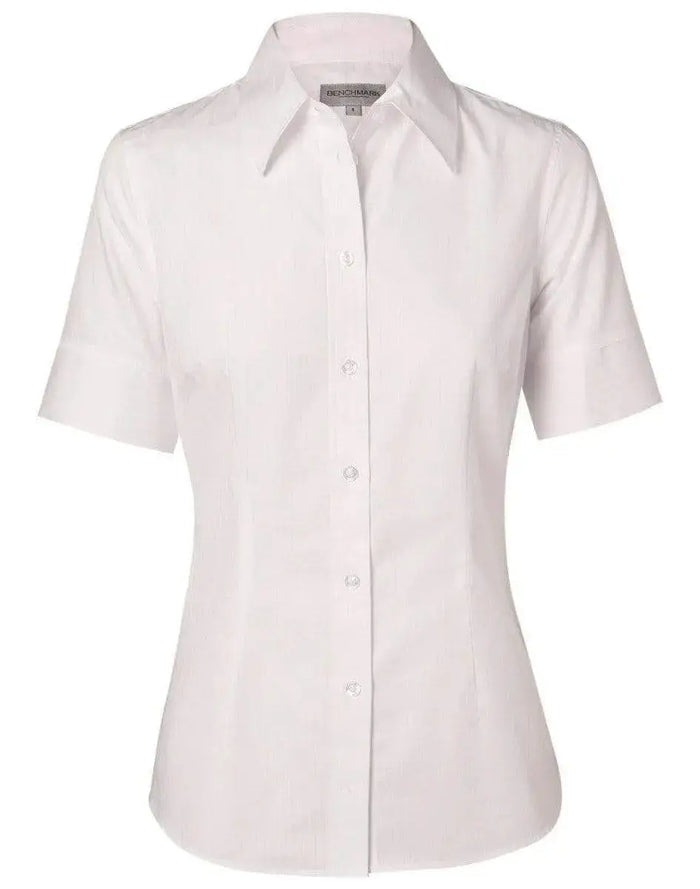 BENCHMARK Women's Self Stripe Short Sleeve Shirt M8100S Metro Workwear.