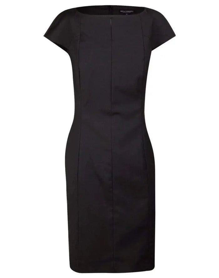 BENCHMARK Ladies’ Wool Blend Stretch Cap Sleeve Dress M9281 Metro Workwear.