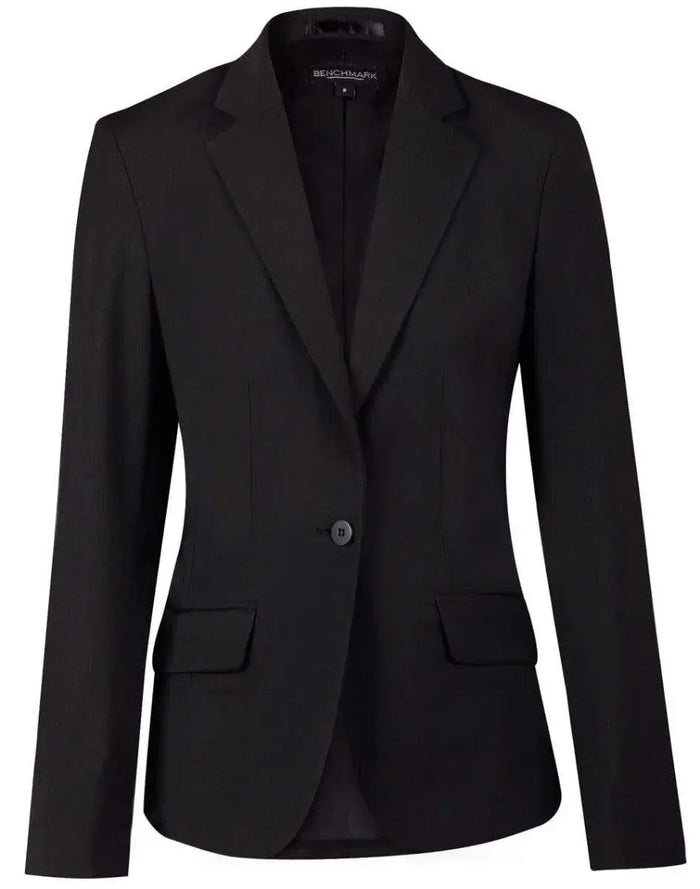 BENCHMARK Ladies’ Wool Blend Stretch One Button Cropped Jacket M9201 Metro Workwear.