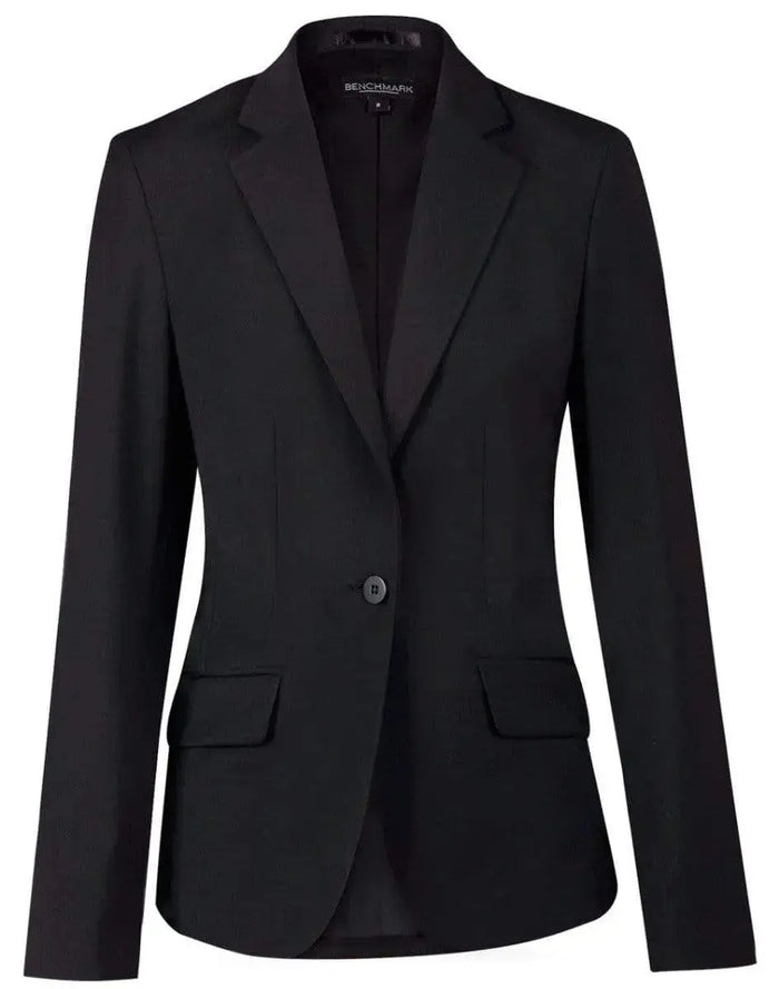 BENCHMARK Ladies’ Wool Blend Stretch One Button Cropped Jacket M9201 Metro Workwear.