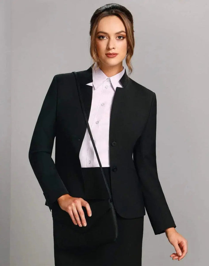 BENCHMARK Ladies’ Wool Blend Stretch Reverse Lapel Jacket M9202 Metro Workwear.