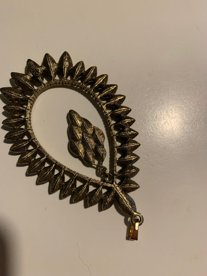 BIG Peacock Eye Inspired Teardrop Dangle Pendant circa 1970s