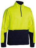 Bisley Workwear Work Wear YELLOW/NAVY (TT04) / S BISLEY WORKWEAR HI VIS FLEECE ZIP PULLOVER BK6989