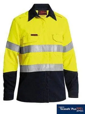 Bisley Workwear Women's Tencate Tecasafe® Plus 580 Taped Hi Vis Lightweight Fr Vented Shirt BL8098T