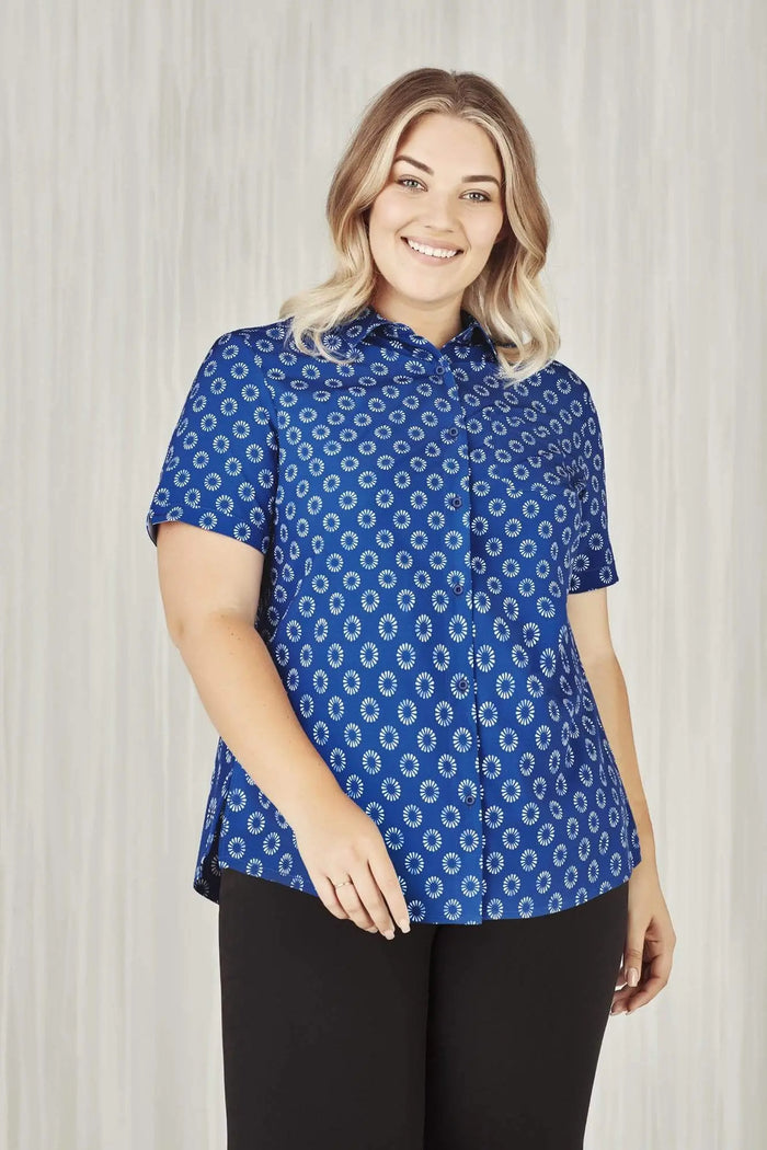 Biz Care Womens Easy Stretch Daisy Print Short Sleeve Shirt CS948LS - Simply Scrubs Australia