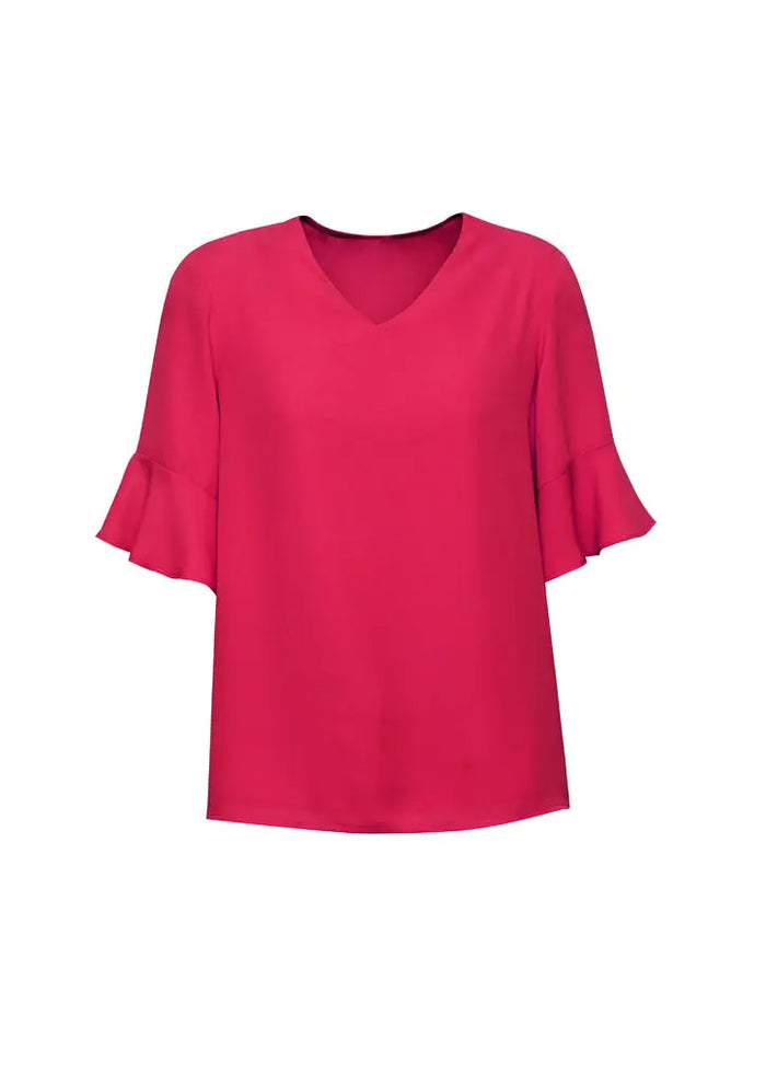 Biz Corporates Aria Fluted Sleeve Blouse RB966LS Biz Corporates