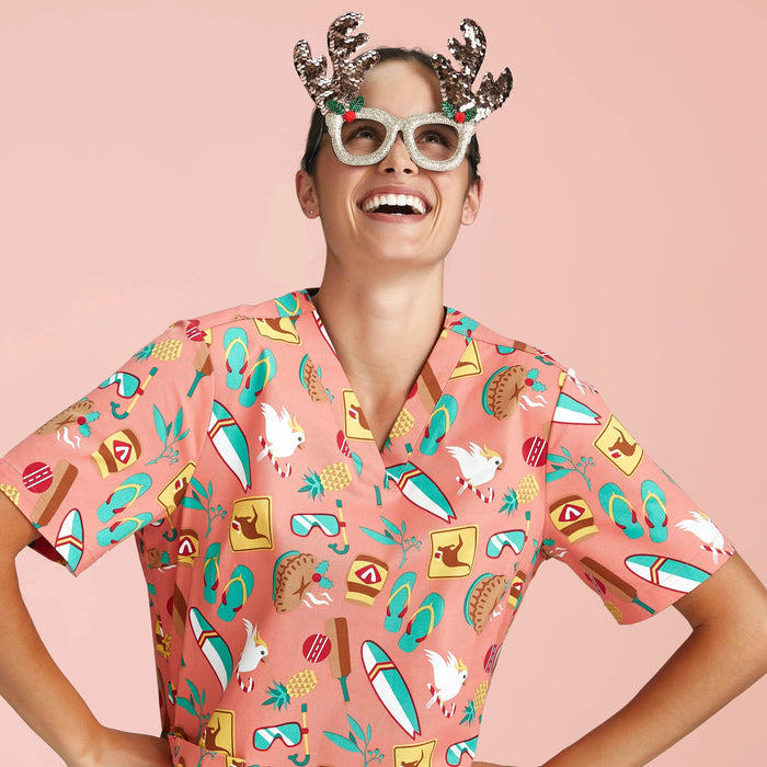 Biz Care Women's Christmas Scrubs Top  Simply Scrubs Australia