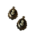 Black and Silver Plated Cameo Style Earrings Pendants circa 1940s