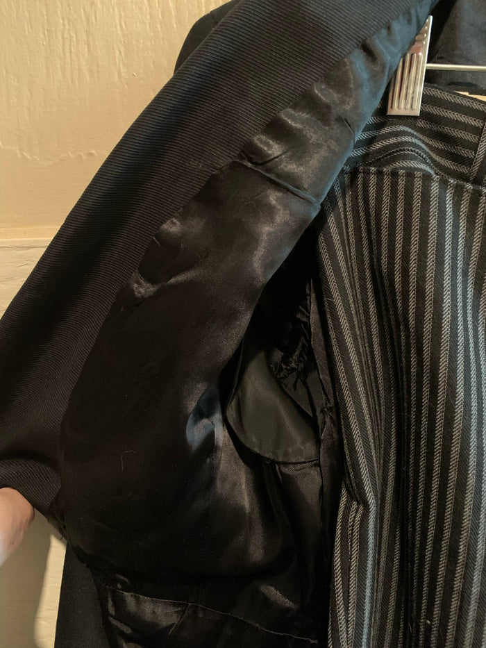 Black Tuxedo Jacket with Pinstriped Pants Morning Suit circa 1930s