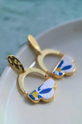 BOUCLE D'OR Boucles d'Oreilles Art Déco Fleur - Bleu