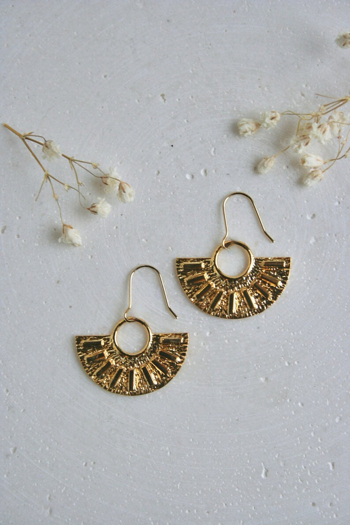 BOUCLE D'OR Boucles d'Oreilles Demi Cercle Éventail