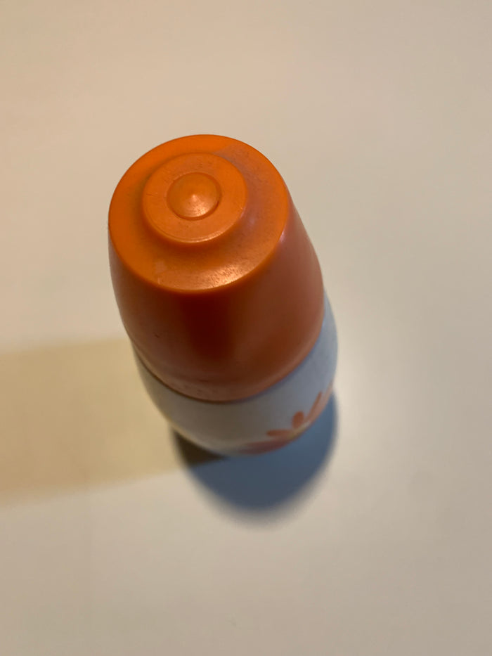 Bright Orange and Yellow Daisy Enameled Milk Glass Sugar Shaker 1970s
