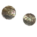 Carved Mother of Pearl Flower Pierced Earrings circa 1980s