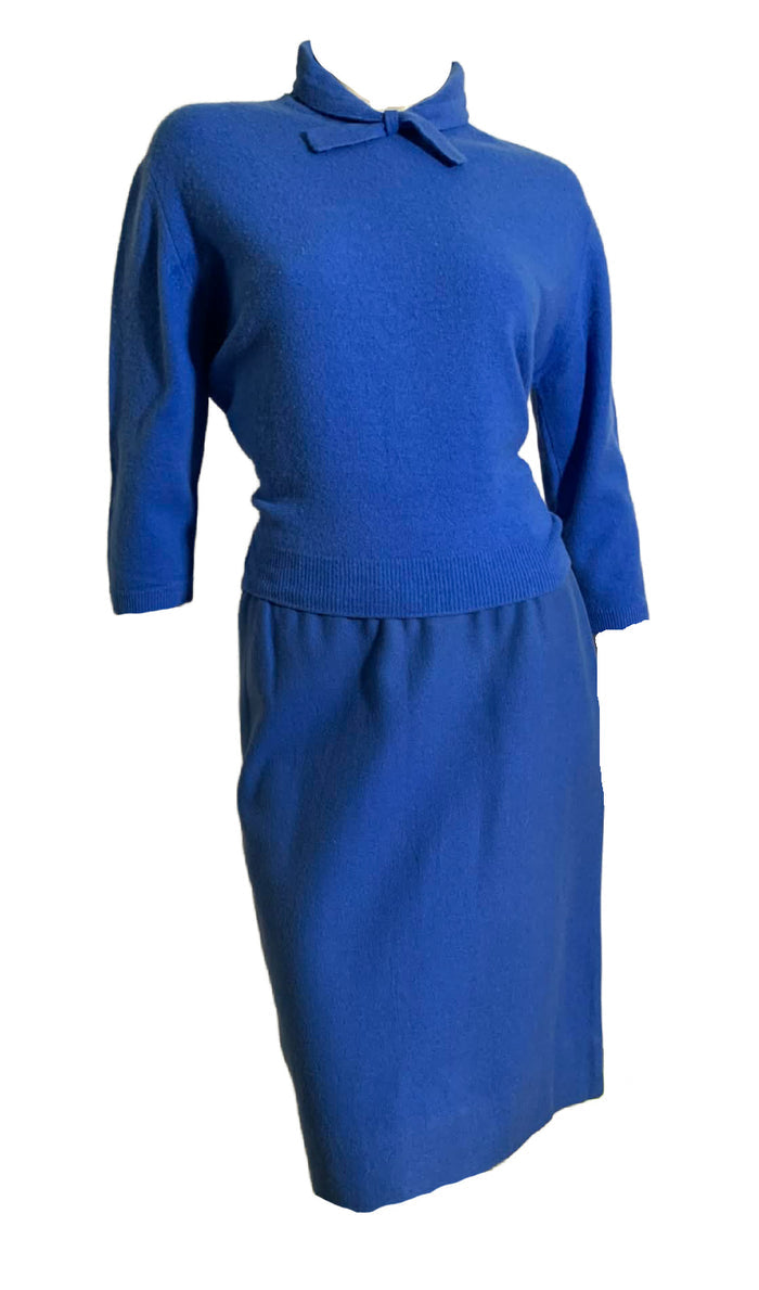 Cobalt Blue Wool Pencil Skirt circa 1960s
