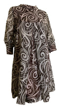 Cocoa and White Swirled Print Cotton Swing Dress circa 1960s