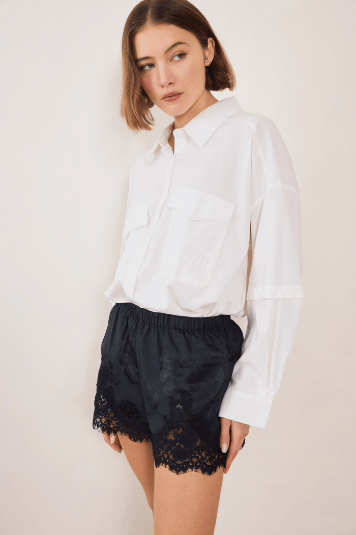 Commonplace Evie Lace Jacquard Mini Short - Black Arriving Thursday Hyde Boutique
